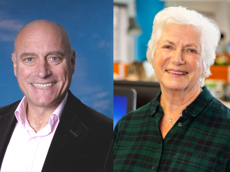 Photo of Simon Daglish, and Judith Salinson side by side